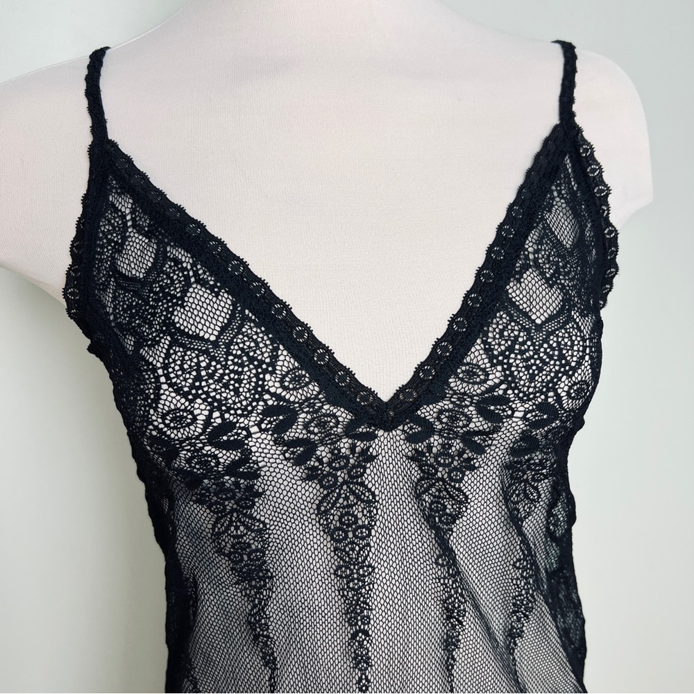 Victoria's Secret Black Sheer Babydoll Chemise - Open Crisscross Back Size M - Picture 4 of 14
